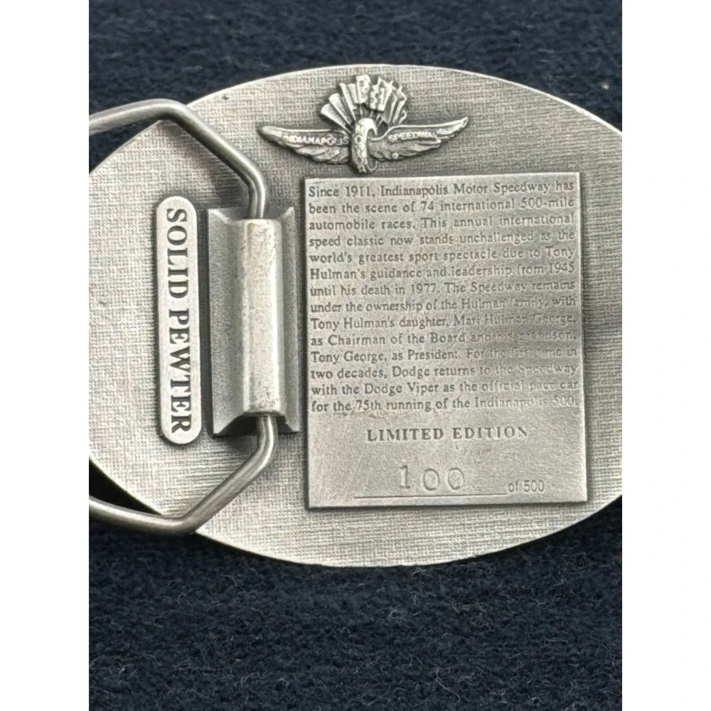 1991 Indy‎ 500 Belt Buckle Solid Pewter Limited Edition 100/500 Dodge